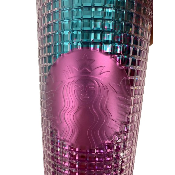 Starbucks Tumbler Iridescent Grid Pink Venti 24oz Summer 2021 6559 NWT Barbie - Picture 3 of 8